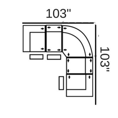 Layout C: Five Piece Sectional 103" x 103"