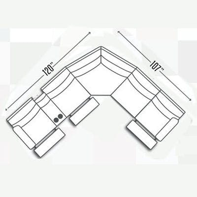 Layout G:  Six Piece Reclining Sectional 120" x 107"