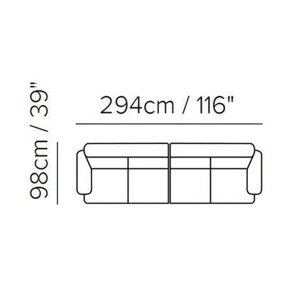 Layout A: Two Piece Sectional 39" x 116"